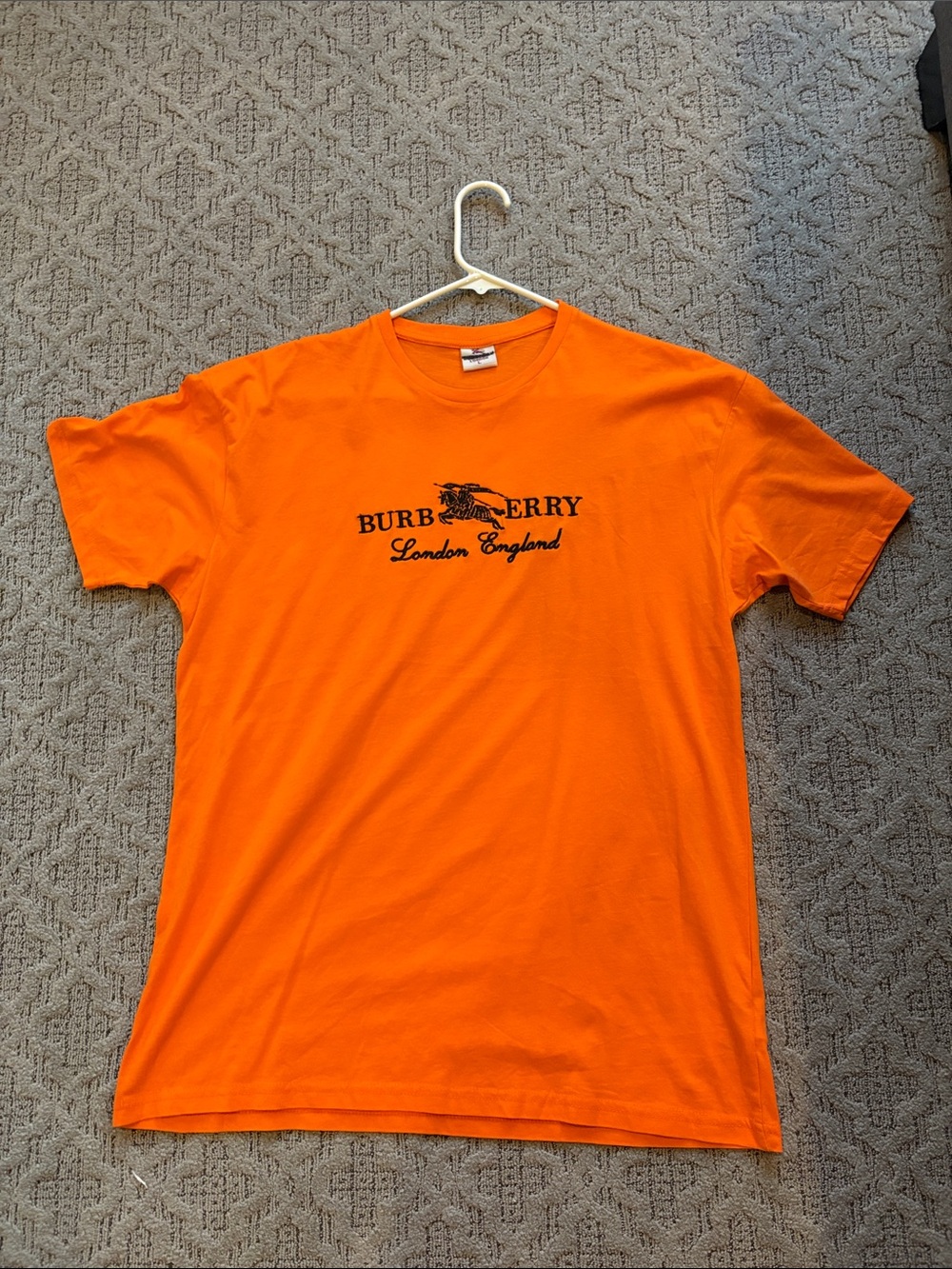 Burberry Bright Orange Short-Sleeve Tee with Black Logo